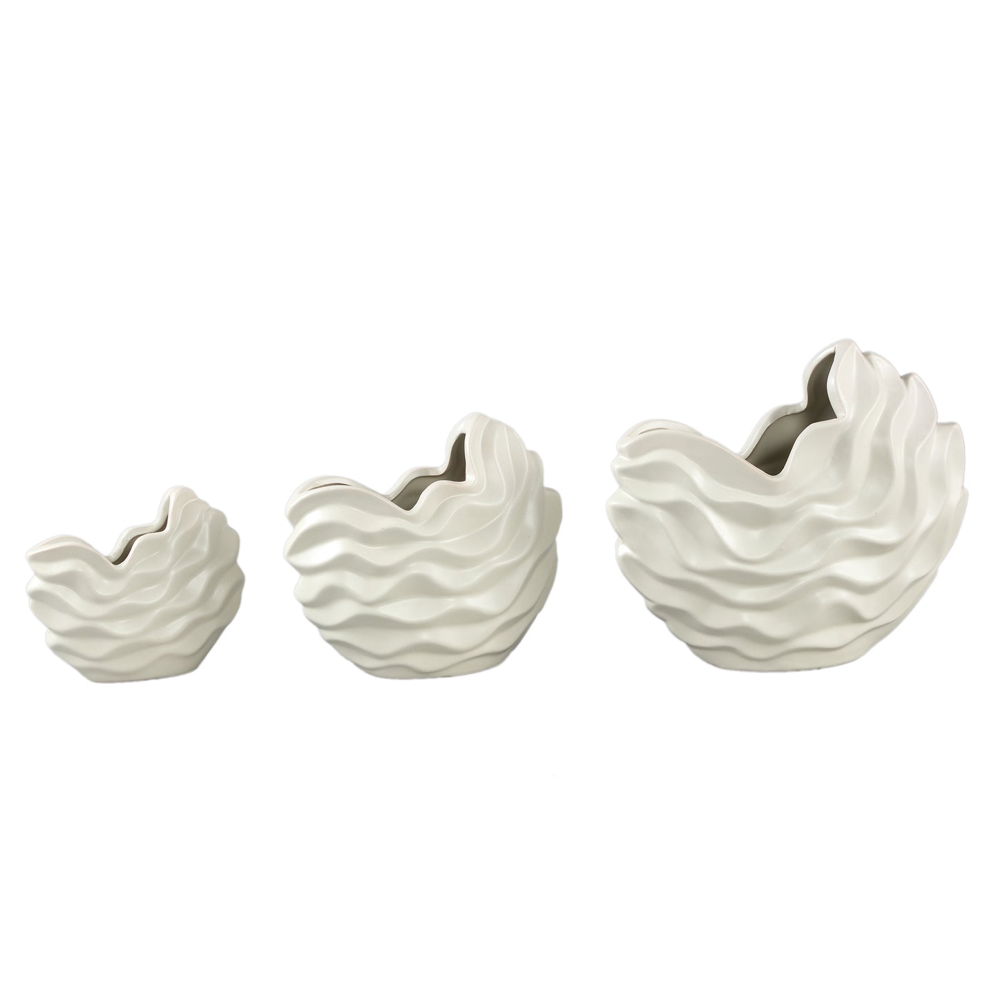 Kaylagh Crème Golvende Keramische Pot S - Set van 12 Stuks 13x15x5 cm
