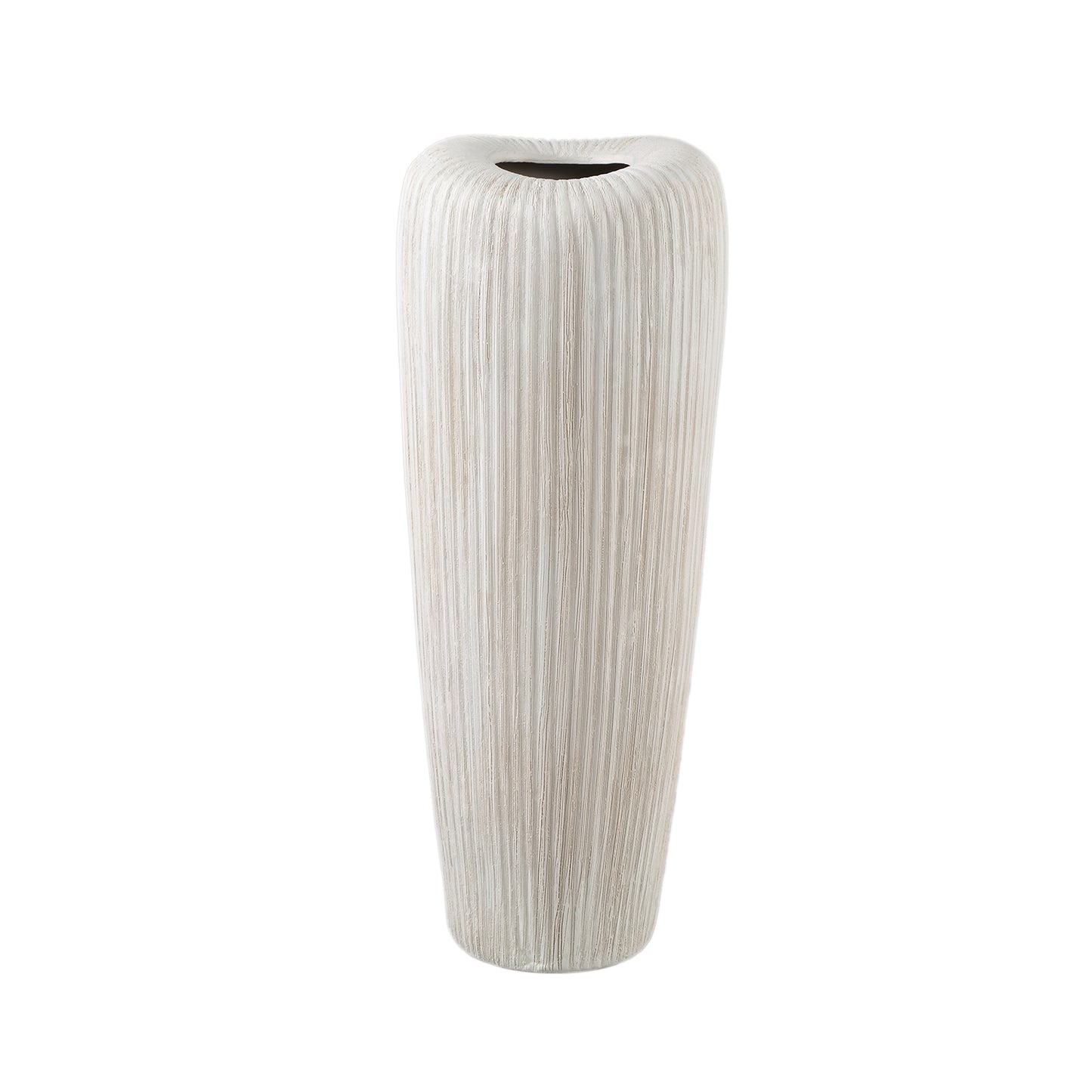 Zinet Cream Round Ceramic Pot With Lines L