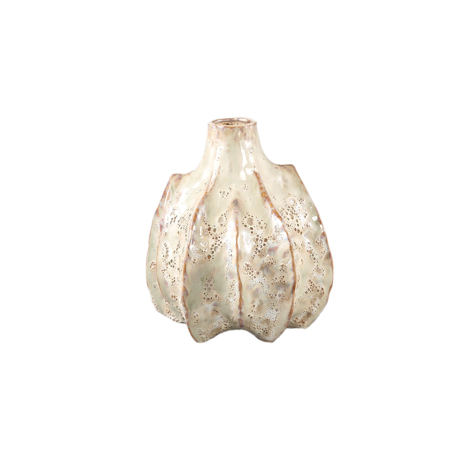 Jordana Crème Keramische Pot Organische Vorm M - Set van 8 16.5x15x14 cm