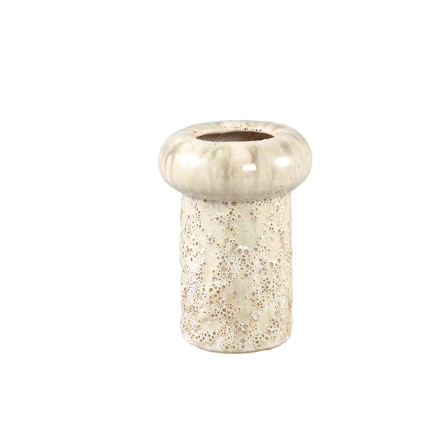 Wang Crème Ronde Keramische Pot Met Glazuur en Dik Randje Set van 8 Stuks - 8 Sets 17x12x12 cm