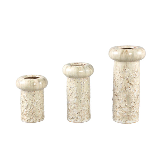 Wang Cream Ronde Keramische Pot met Dik Randje Set van 4 Stuks M 22.5x12.5x12.5 cm
