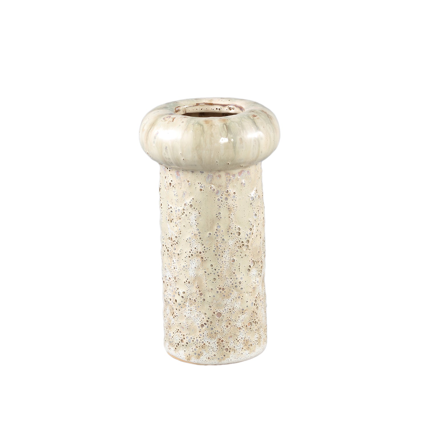 Wang Cream Ronde Keramische Pot met Dik Randje Set van 4 Stuks M - 4 Sets 22.5x12.5x12.5 cm