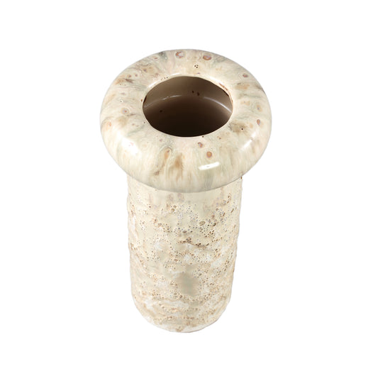 Wang Crème Ronde Keramische Pot met Glazuur en Dik Randje L - Set van 2 Stuks - 2 Sets 28.5x14x14 cm