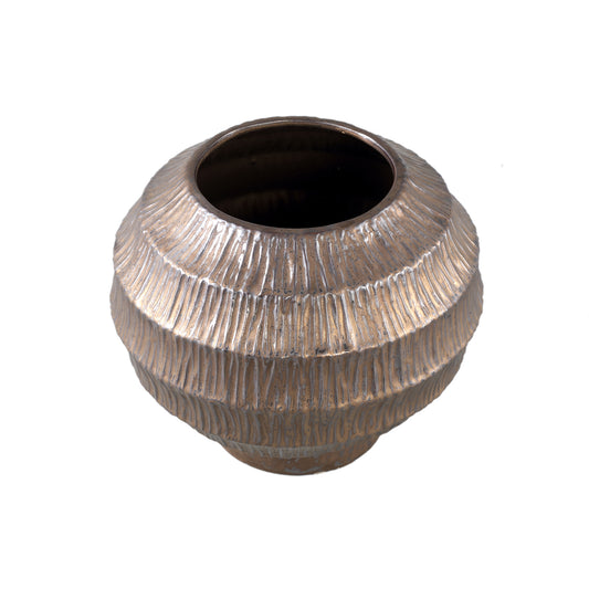 Cherith Bronzen Ronde Keramische Pot Geribd L 30x34x34 cm