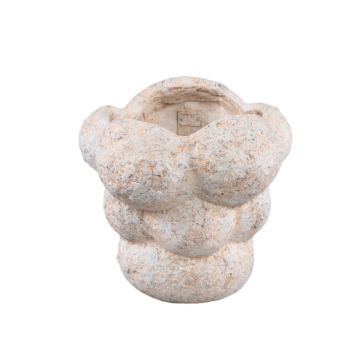 Vasilisa Crème Cementpot Cirkels Ruwe Afwerking Set van 4 Stuks - 4 Sets 22x23x23 cm