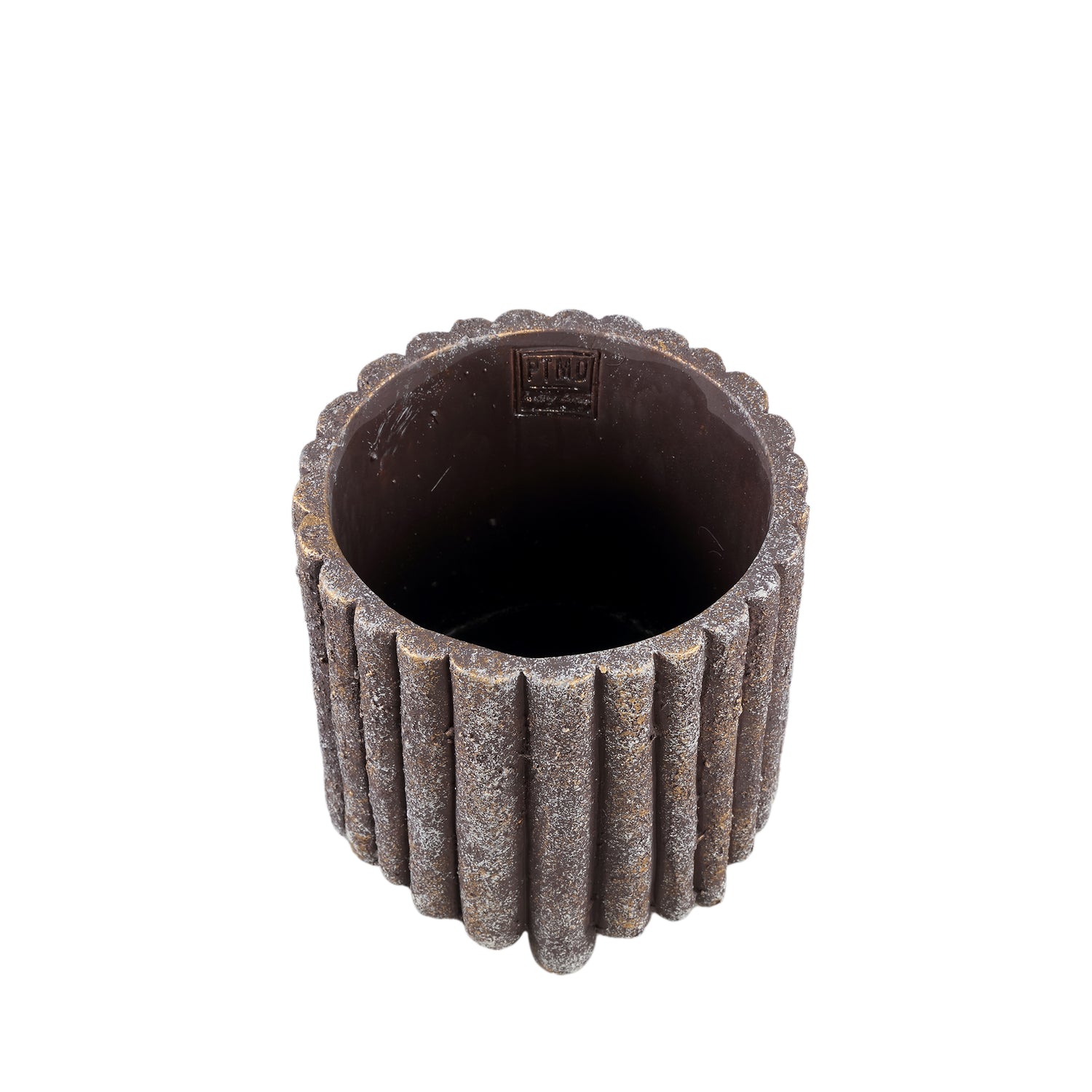 Morganne Bruine Cementpot Geribd Laag Set van 6 Stuks - 6 Sets 18x18x18 cm