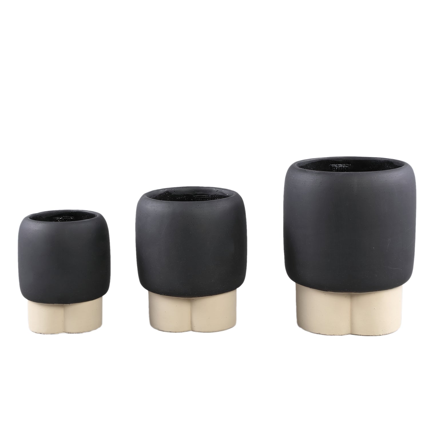 Neasa Bruine Ronde Cement Pot Met 3 Gekleurde Poten S - Set van 12 18x14x14 cm