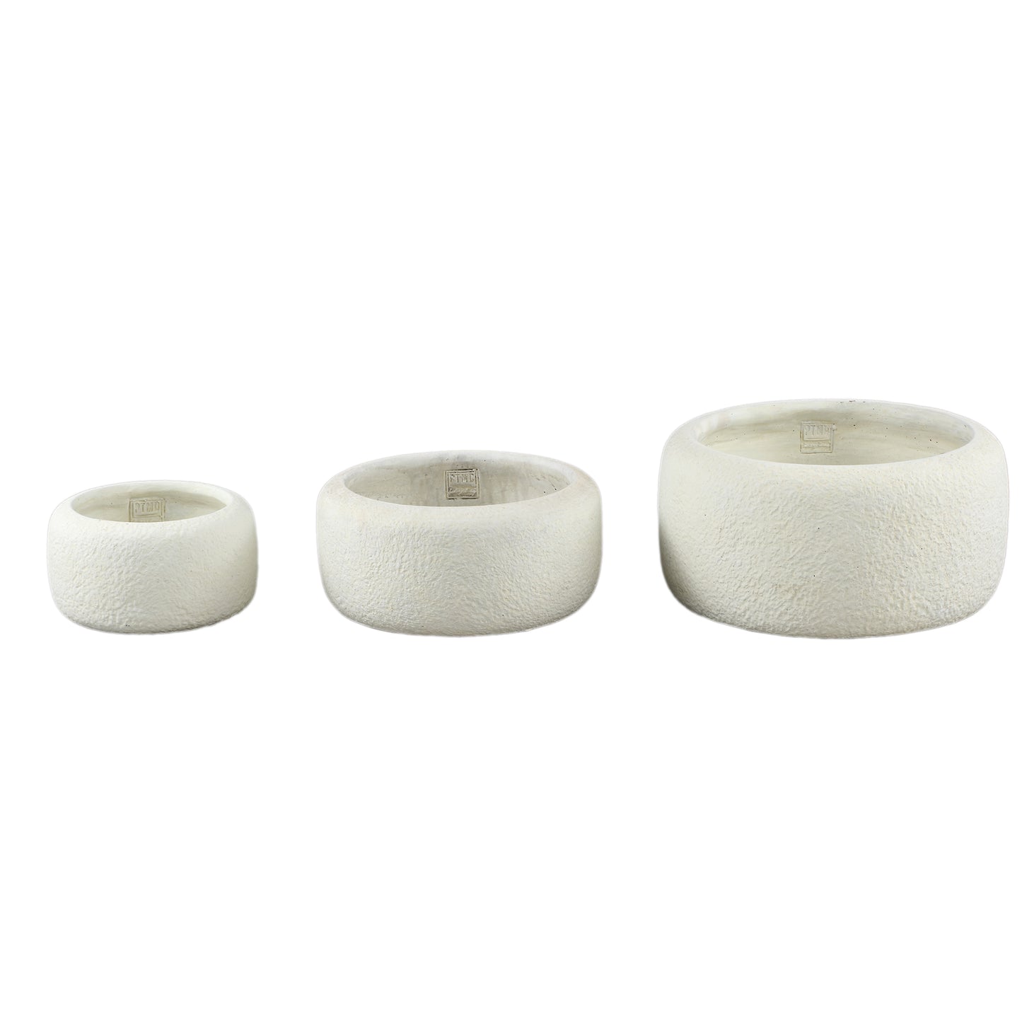 Evelynn White Round Cement Pot Low L