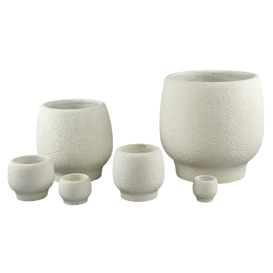 Evelynn Witte Ronde Cementpot Op Voet L Set van 6 18x19x19 cm