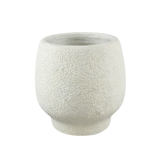 Evelynn Witte Ronde Cementpot Op Voet XL 30x30x30 cm