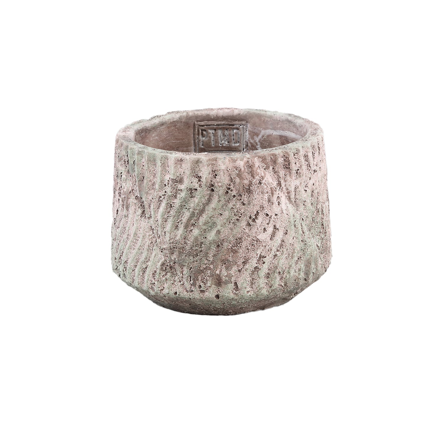 Diesel Grijze Ronde Cement Pot Golvende Lijnen Ruw S - Set van 12 9x12x12 cm