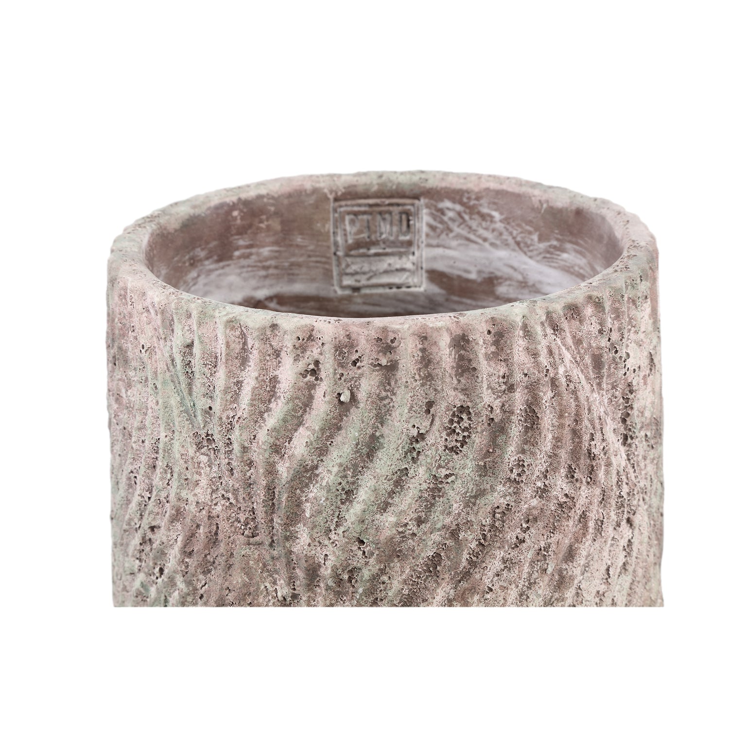 Diesel Grijze Ronde Cementpot Met Golflijnen Ruw L Set van 6 Stuks - 6 Sets 18x18x18 cm