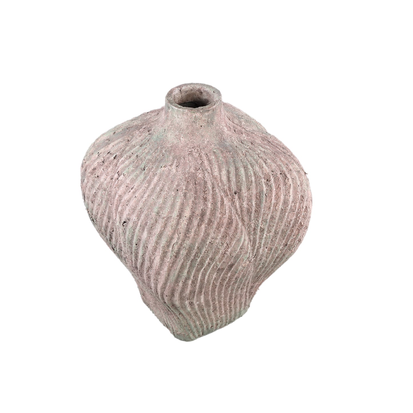 Diesel Grey Round Cement Vase Wavy Lines High L