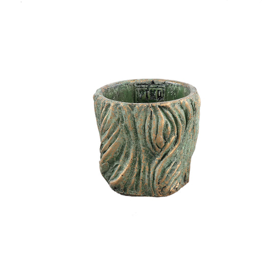 Alexio Groen Ronde Cementpot Golflijnen Laag XS Set van 12 Stuks - 12 Sets 8x9x9 cm