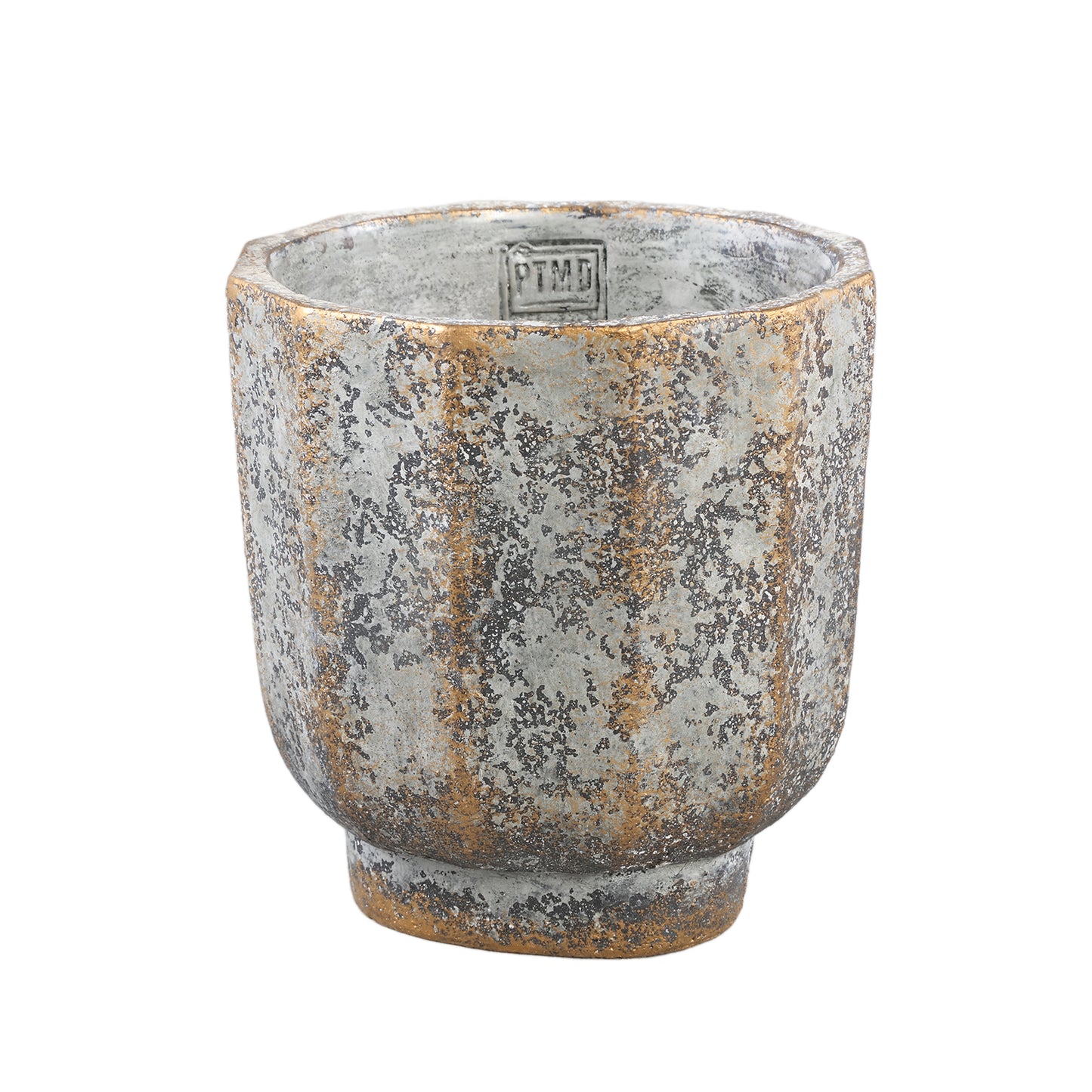 Akil Grijze Ronde Cementpot Ruwe Afwerking L - Set van 6 18x18x18 cm