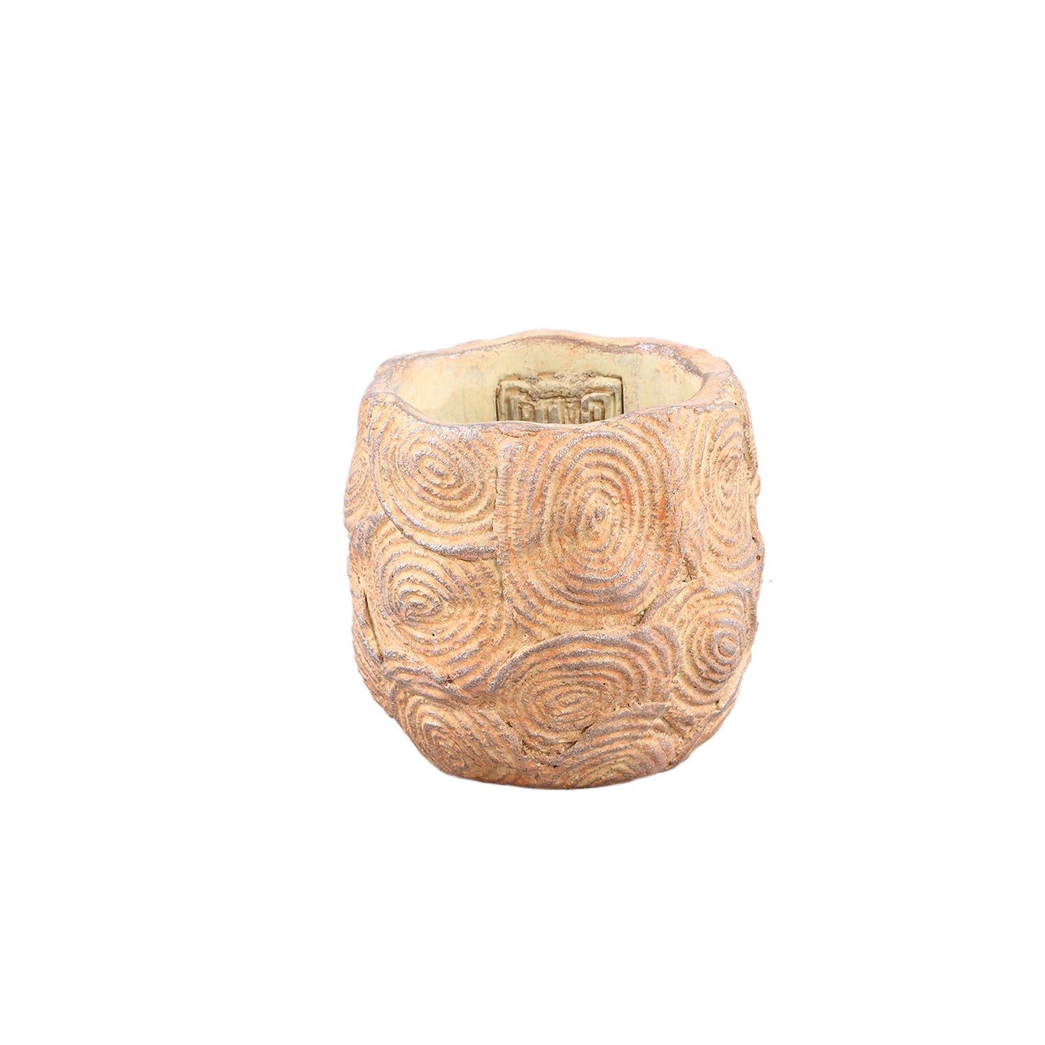 Jaimme Bruine Ronde Cementpot Circles Set van 12 Stuks - 12 Sets 8x9x9 cm