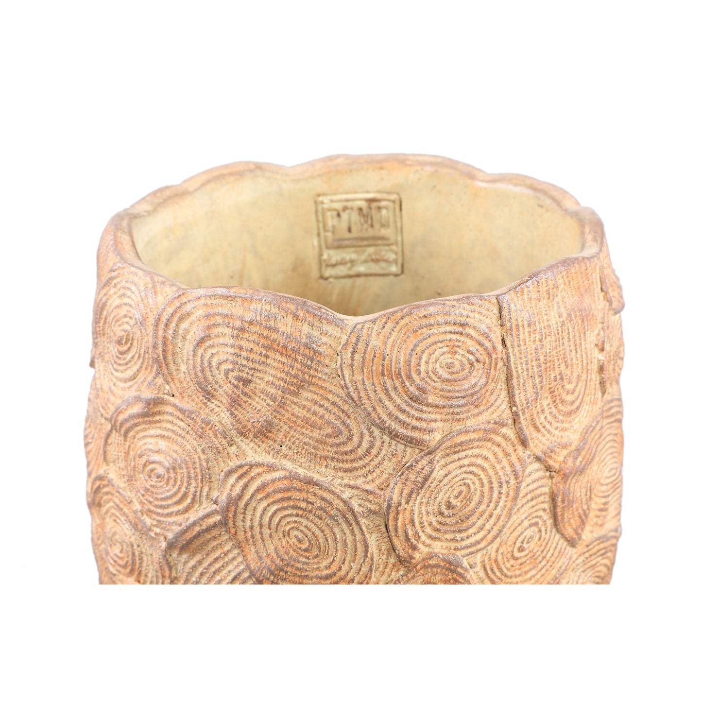 Jaimme Bruine Ronde Cementpot Circles L – Set van 6 Stuks - 6 Sets 18x18x18 cm