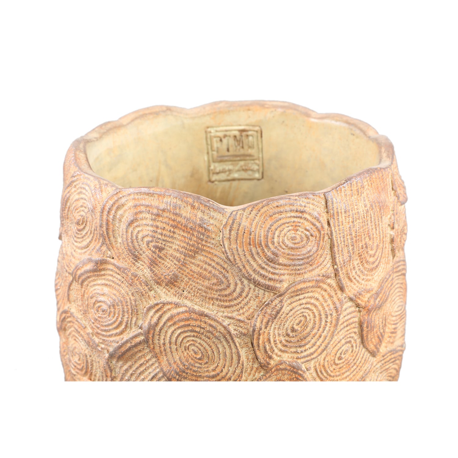 Jaimme Bruine Ronde Cementpot Circles L – Set van 6 Stuks - 6 Sets 18x18x18 cm