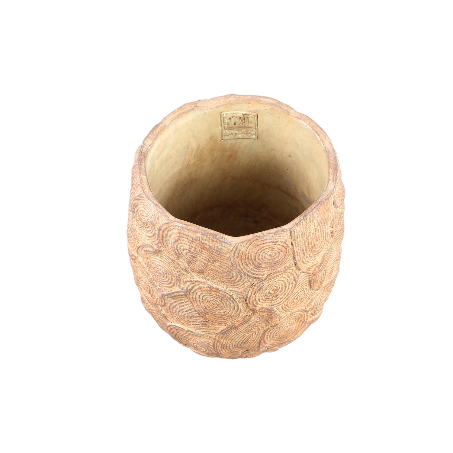 Jaimme Bruine Ronde Cementpot Circles L – Set van 6 Stuks - 6 Sets 18x18x18 cm
