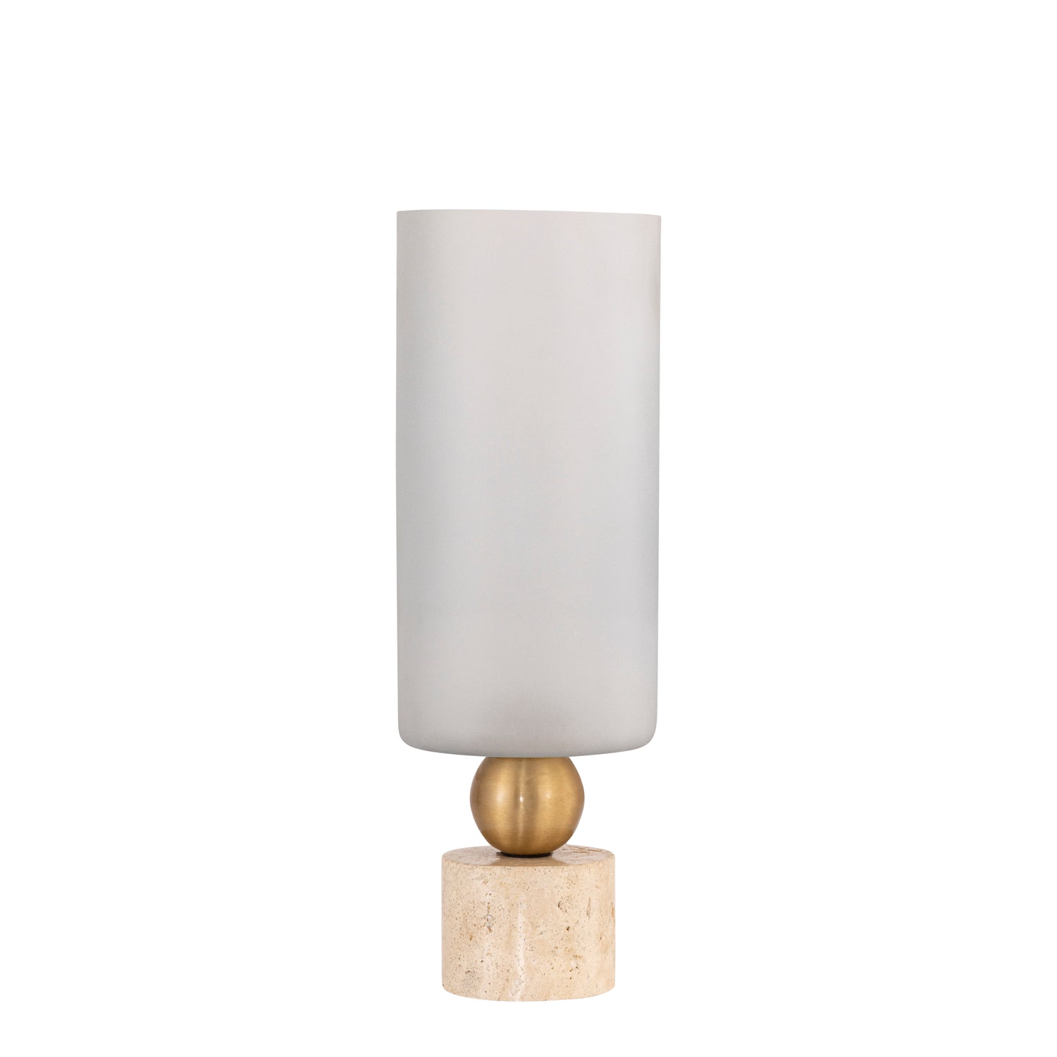 Levee Wit Glazen Windlicht met Travertijn Voet S 45x15x15 cm