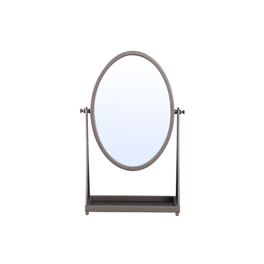 Francess Brown Round Iron Table Mirror Flower High