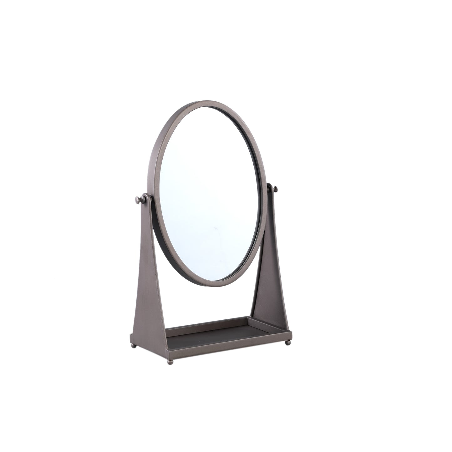 Francess Brown Round Iron Table Mirror Flower High