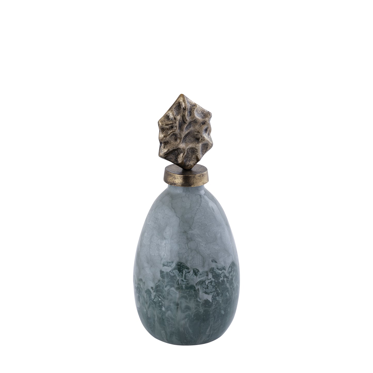 Cherisee Groen Glazen Beeld met Messing Deksel Set van 2 - 2 Sets 36x16x16 cm