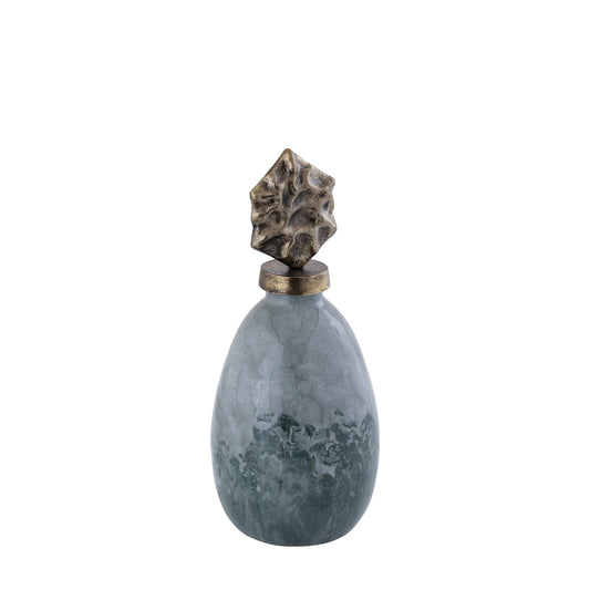 Cherisee Groen Glazen Beeld met Messing Deksel Set van 2 - 2 Sets 36x16x16 cm