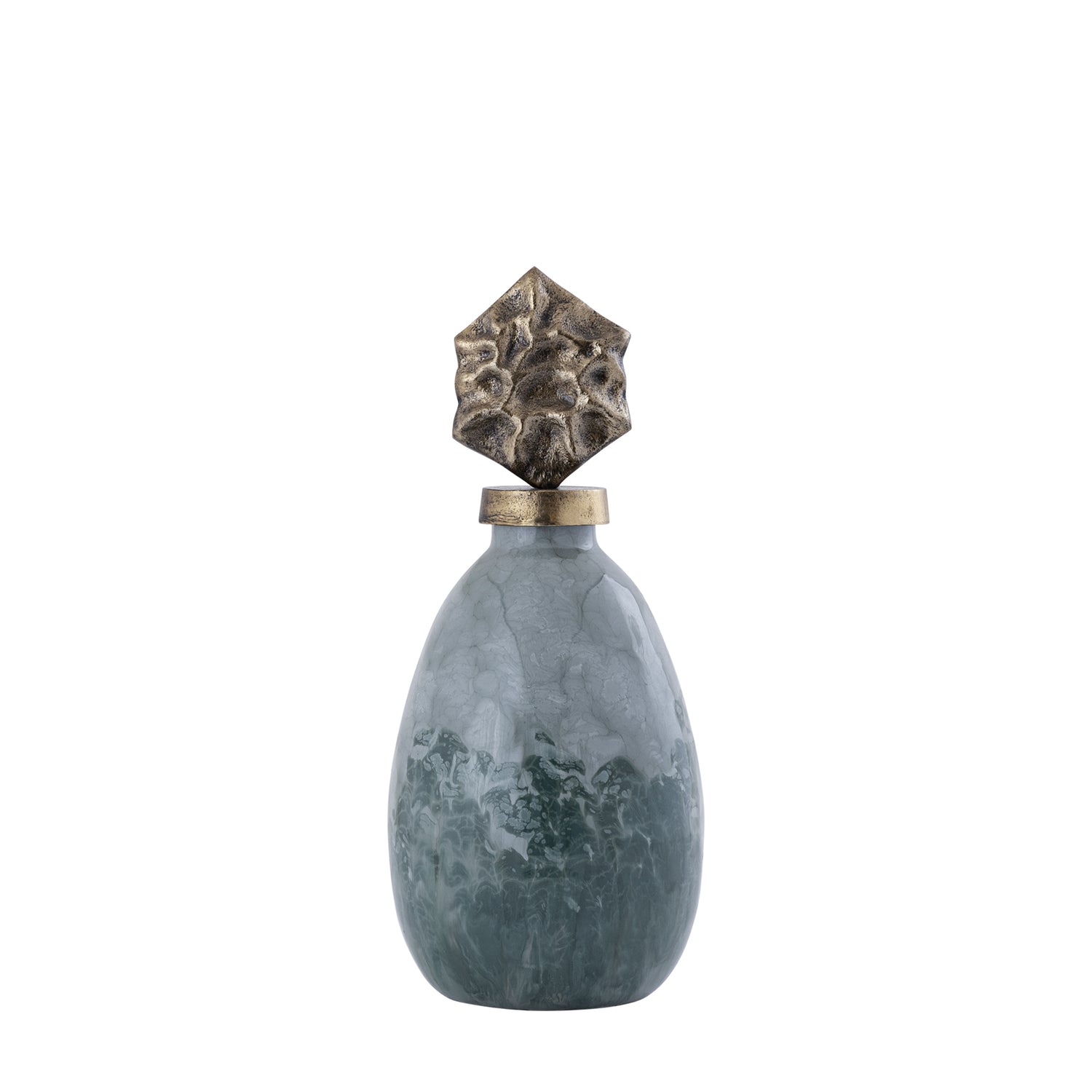 Cherisee Groen Glazen Beeld met Messing Deksel Set van 2 - 2 Sets 36x16x16 cm