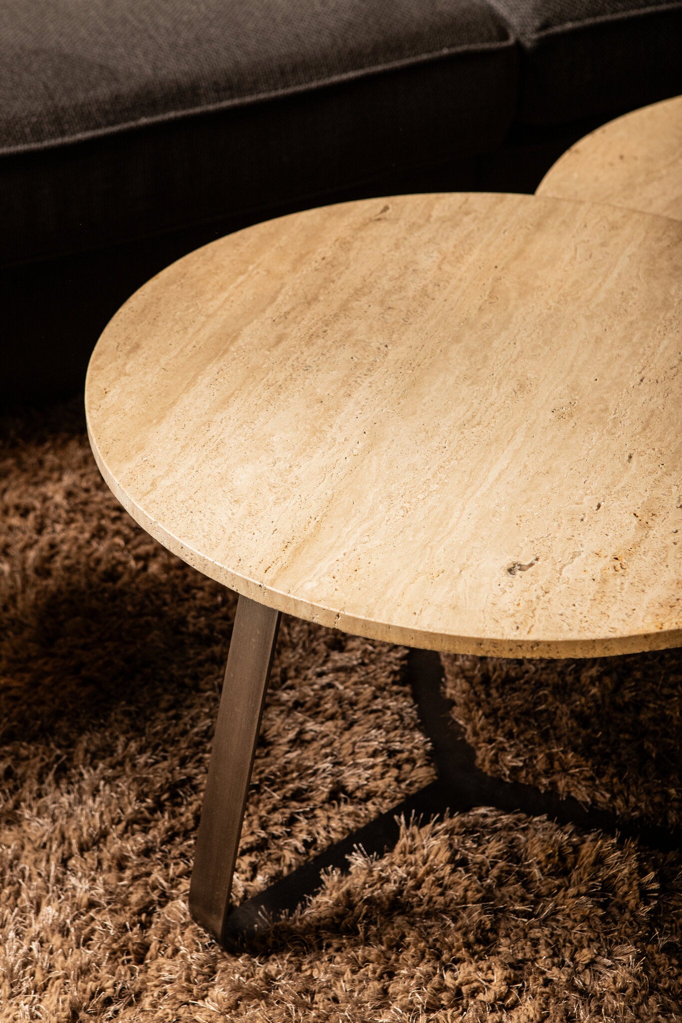 Micka Zwarte Travertijn Koffietafel Rond Groot 34x79x79 cm