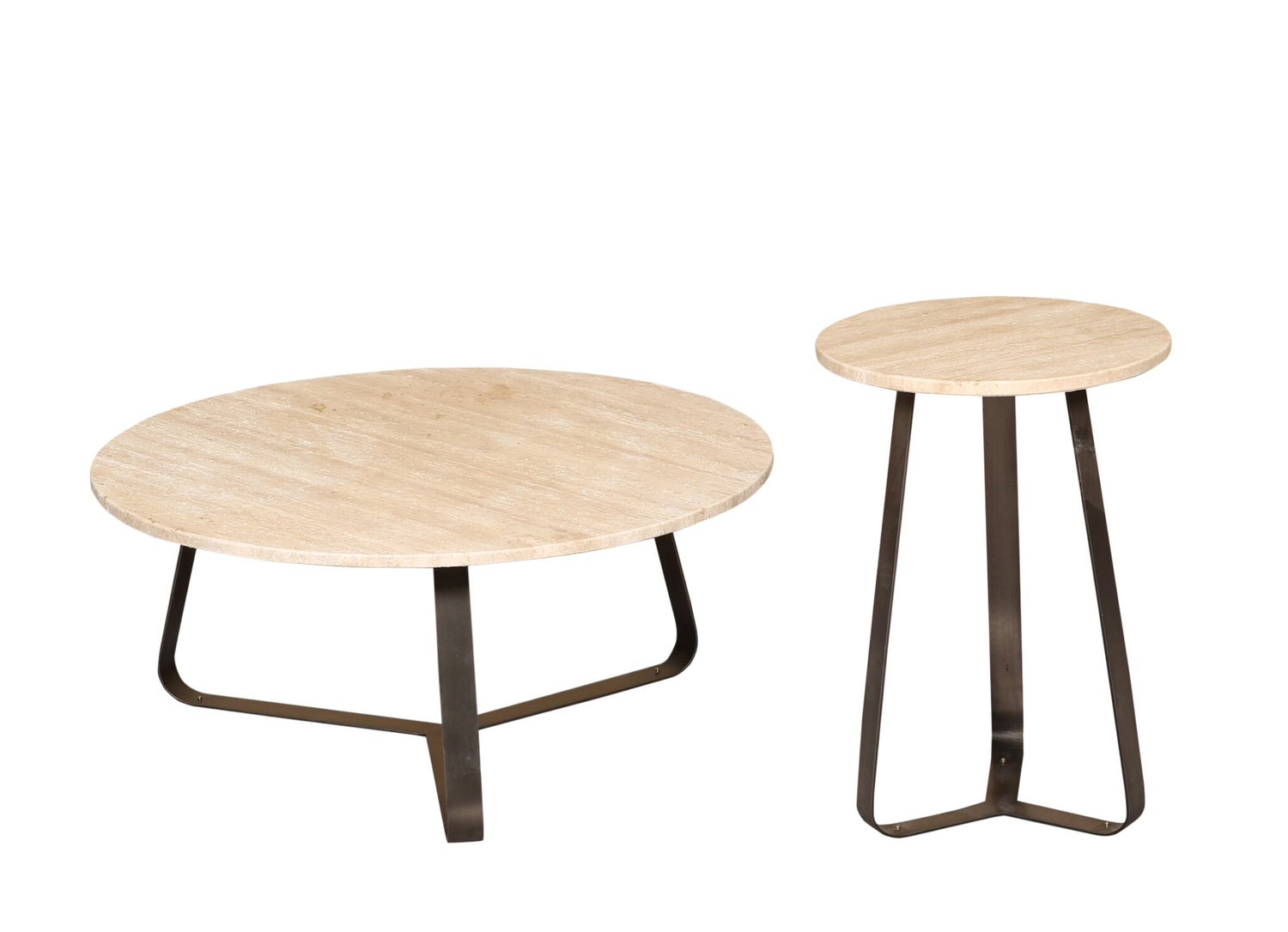 Micka Zwarte Travertijn Koffietafel Rond Groot 34x79x79 cm