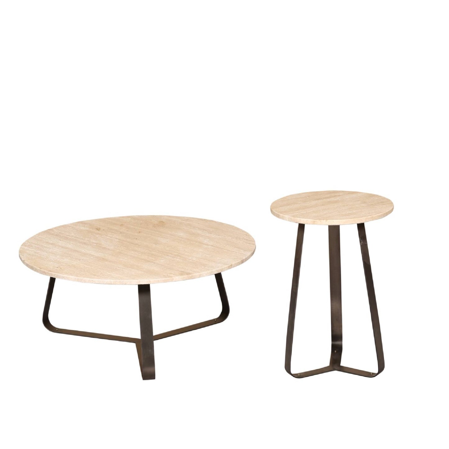Micka Zwarte Travertijn Ronde Koffietafel Medium 41x59x59 cm