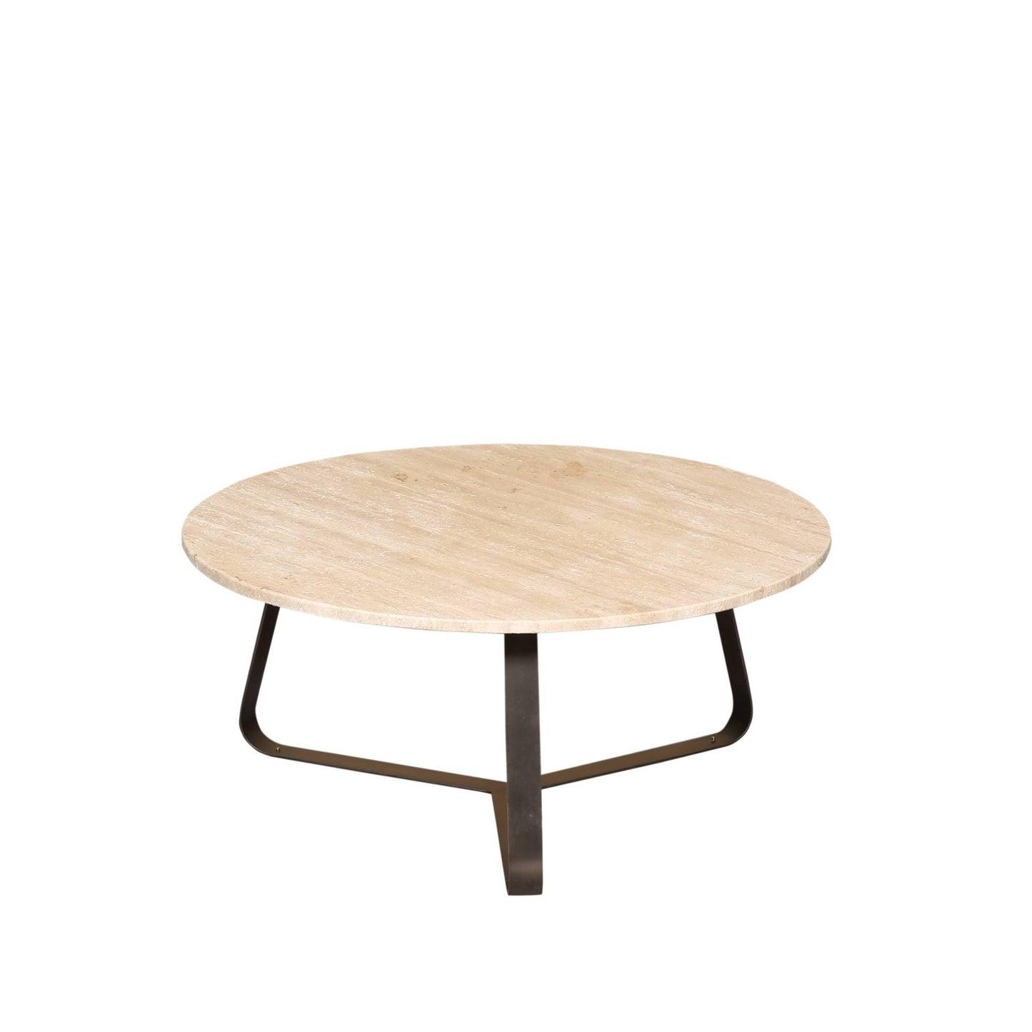 Micka Zwarte Travertijn Ronde Koffietafel Medium 41x59x59 cm