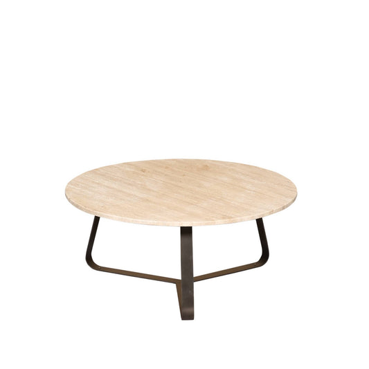 Micka Zwarte Travertijn Ronde Koffietafel Medium 41x59x59 cm