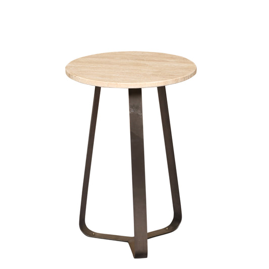 Micka Zwarte Travertijn Koffietafel Rond Klein 56x40x40 cm
