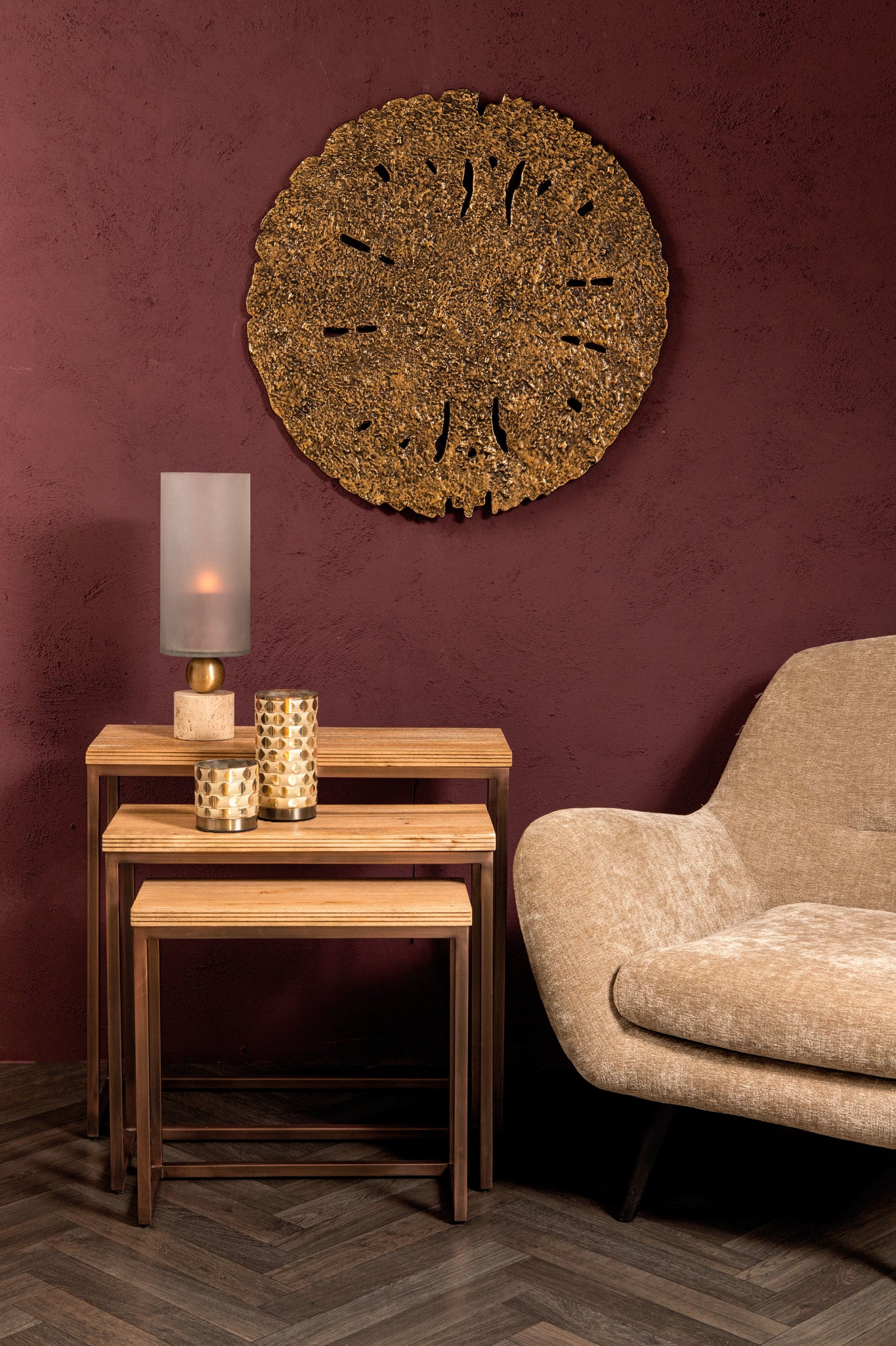 Zoah Koperen Mango Hout Bijzettafel Rechthoek 65x70x29 cm