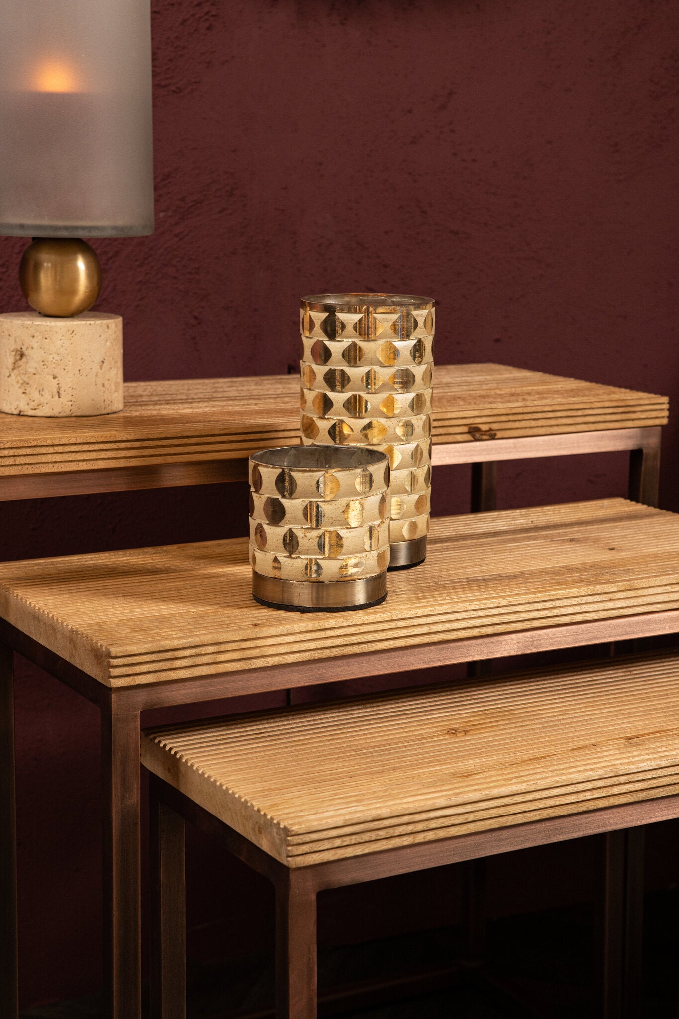 Zoah Koperen Mango Hout Bijzettafel Rechthoek 65x70x29 cm