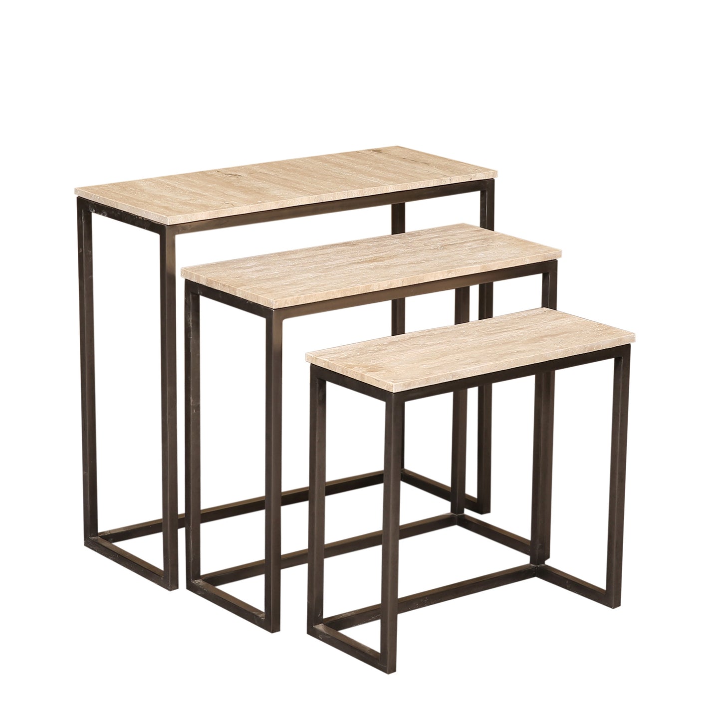 Zoah Zwarte Travertijn Rechthoekige Sidetable 65x70x29 cm