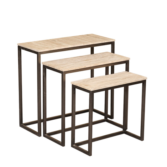 Zoah Zwarte Travertijn Rechthoekige Sidetable 65x70x29 cm