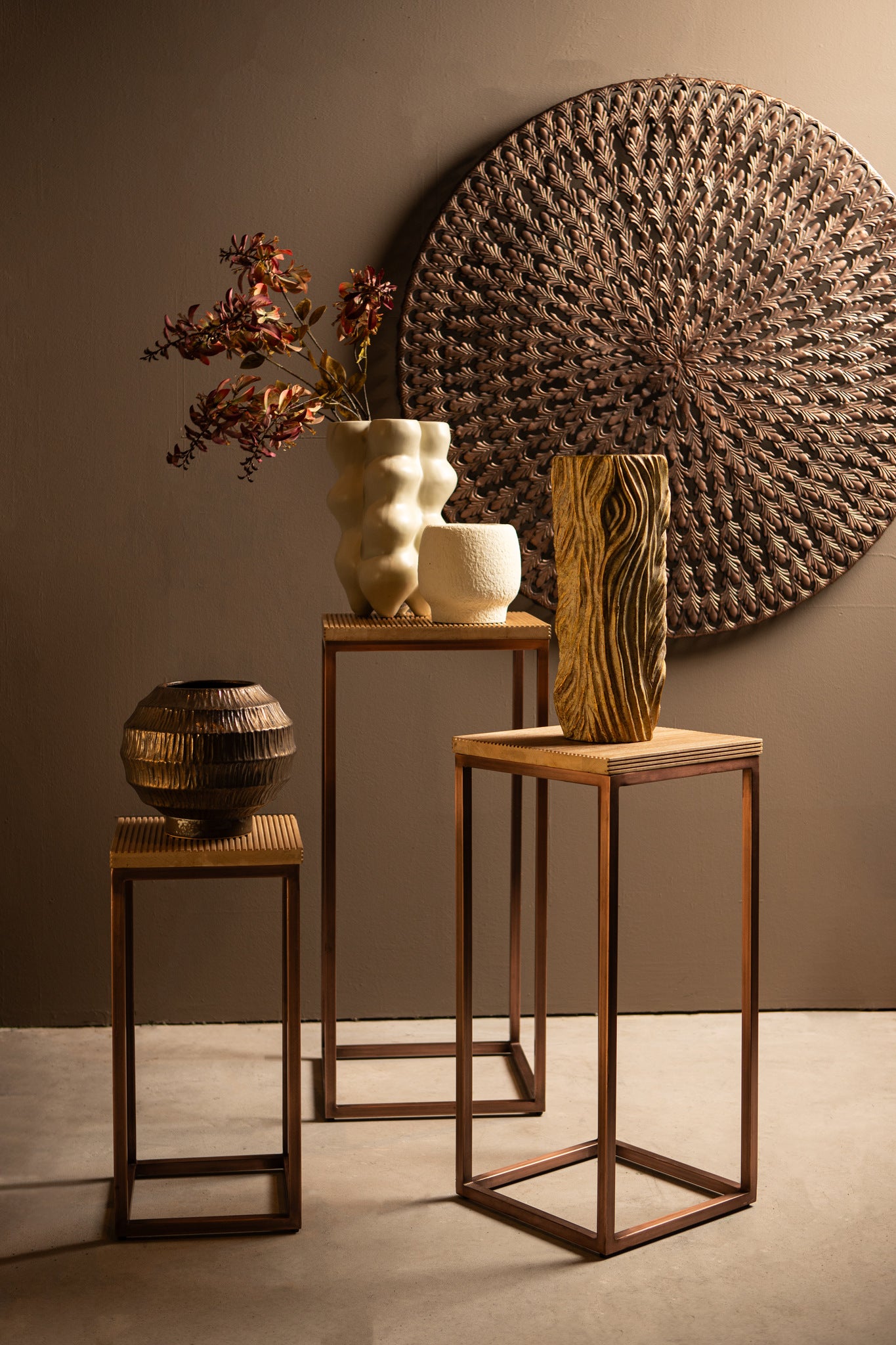 Zoah Copper Mango Wood Square Sidetable SV3