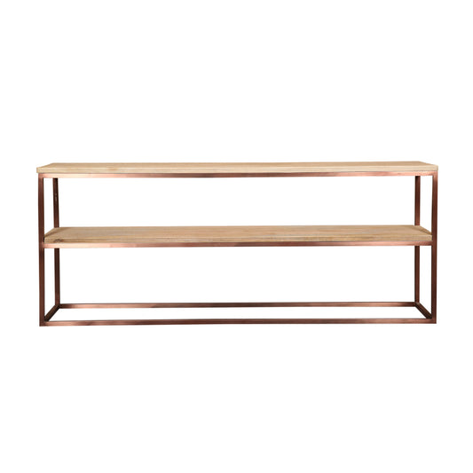 Zoah Koperen Mango Hout Bijzettafel Met Dubbel Niveau 80x200x45 cm