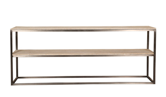 Zoah Black Travertine Double Level Sidetable