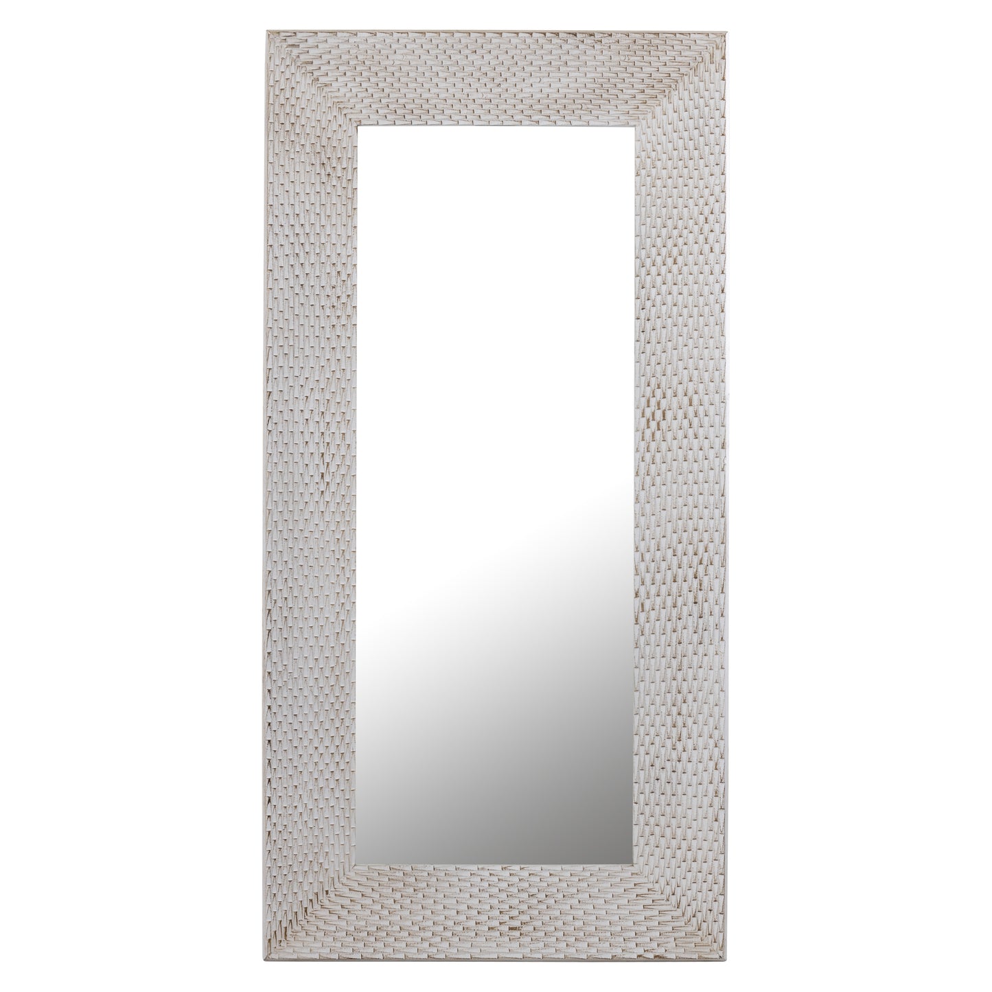 Chinasa Witte Rechthoekige Spiegel MDF Goudkleurig Afwerking 160x80x9.5 cm