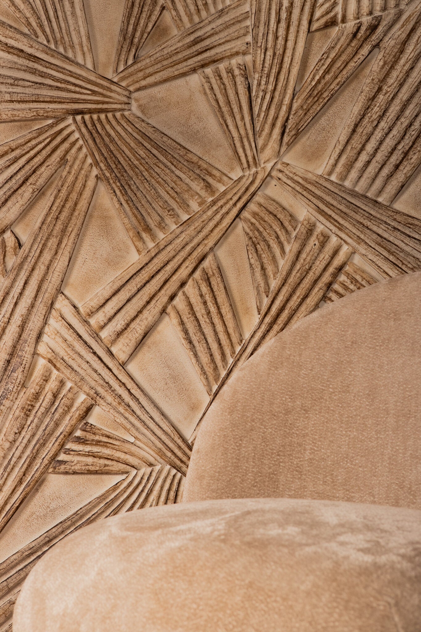 Raihan Crème Rechthoekig MDF Wandpaneel met Knooppatroon 160x80x3.5 cm