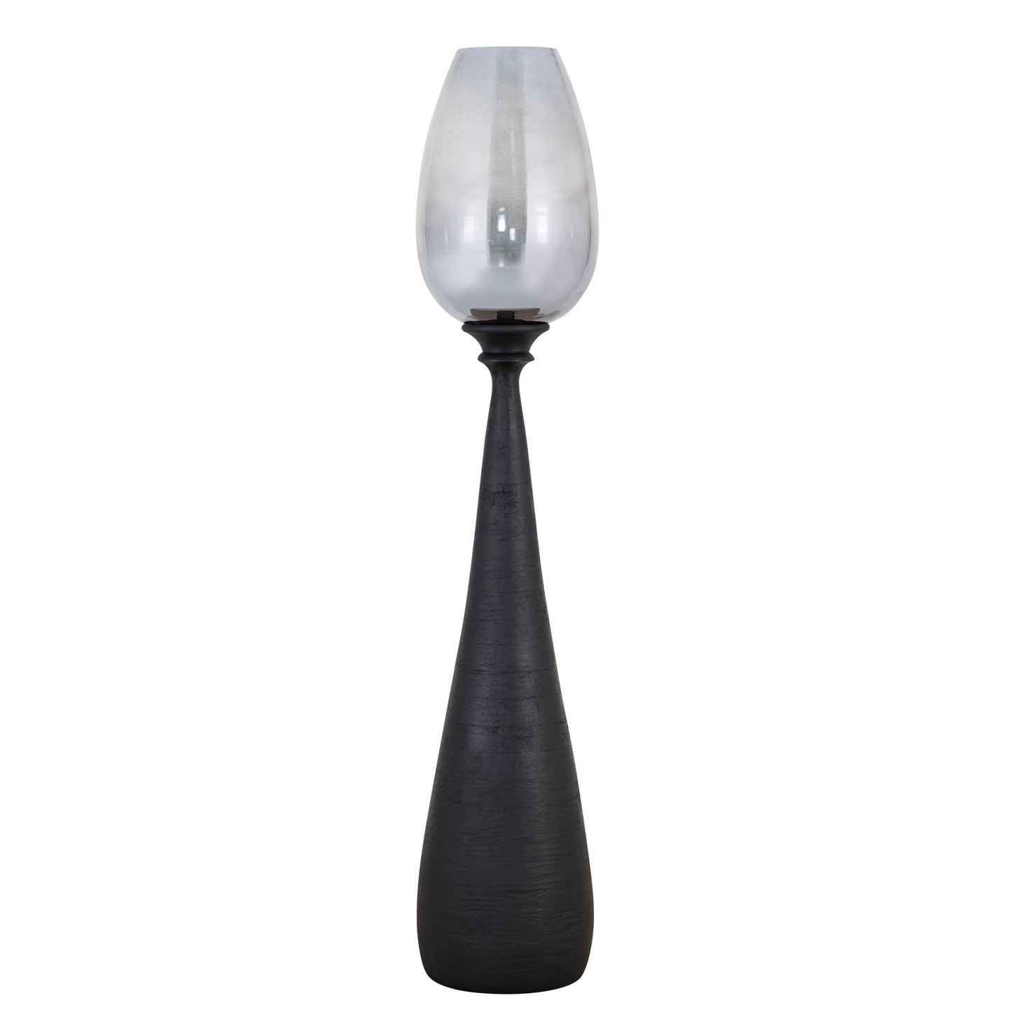 Midi Zwart Mango Hout Windlicht Rookglas L 130x25x25 cm