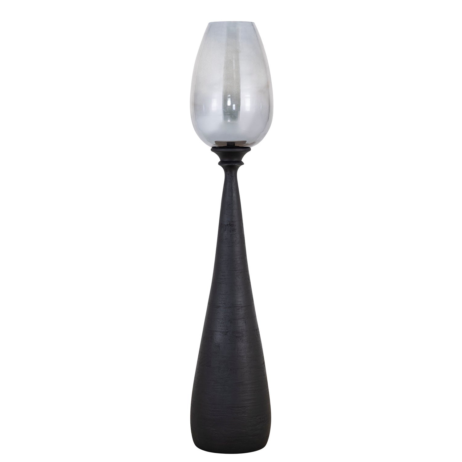 Midi Zwart Mango Hout Windlicht Rookglas L 130x25x25 cm