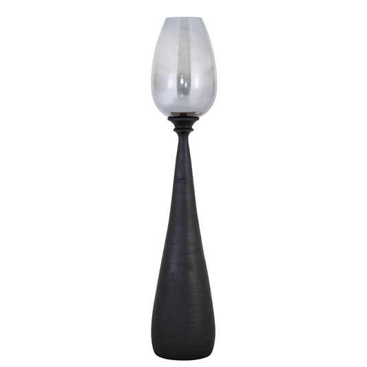 Midi Zwart Mango Hout Windlicht Rookglas L 130x25x25 cm
