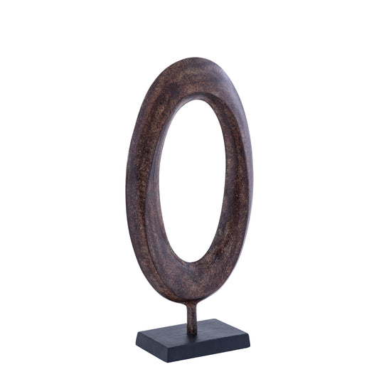Rhubie Bruin Ovaal Aluminium Gietstuk Beeld Op Voet 49x24x10 cm