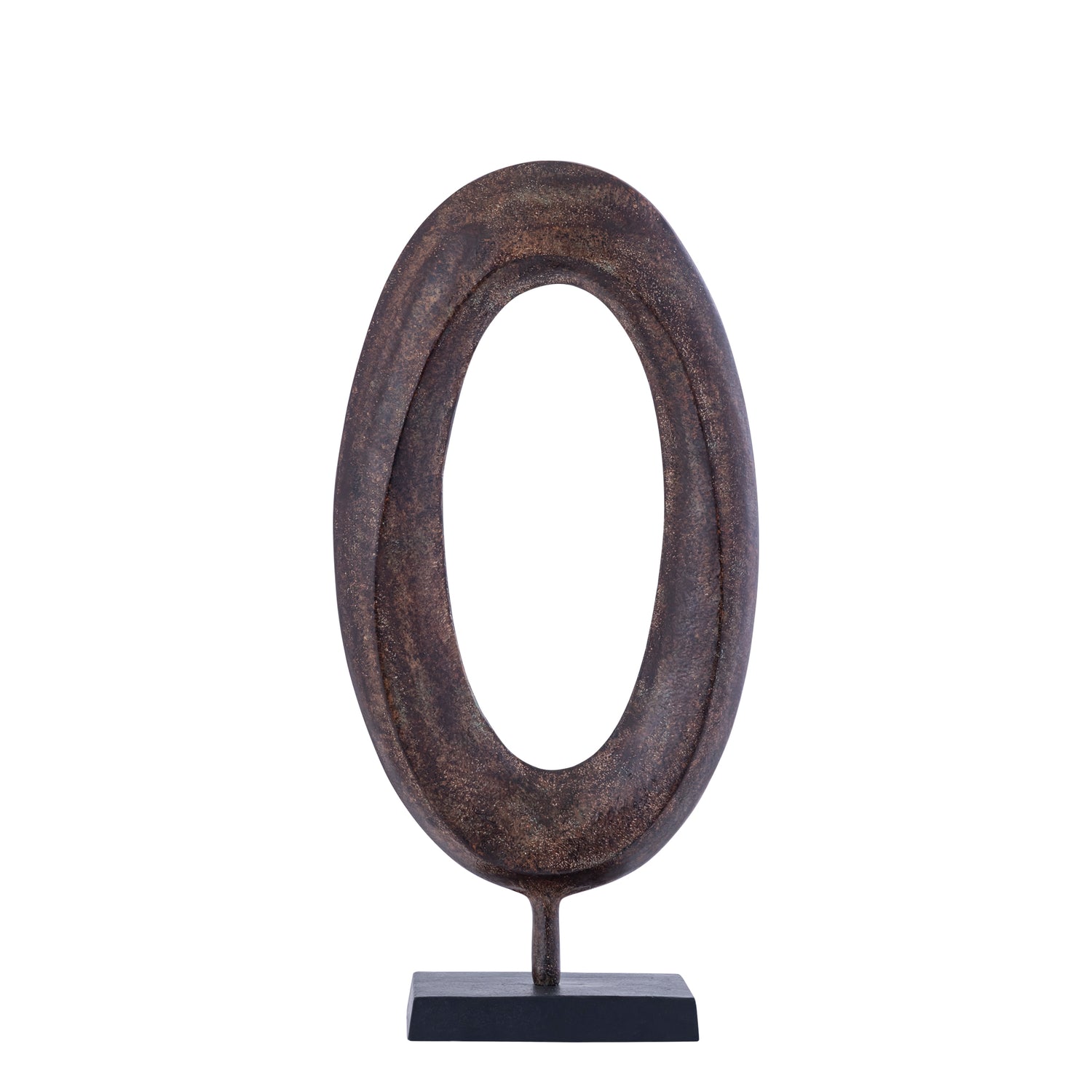 Rhubie Bruin Ovaal Aluminium Gietstuk Beeld Op Voet 49x24x10 cm