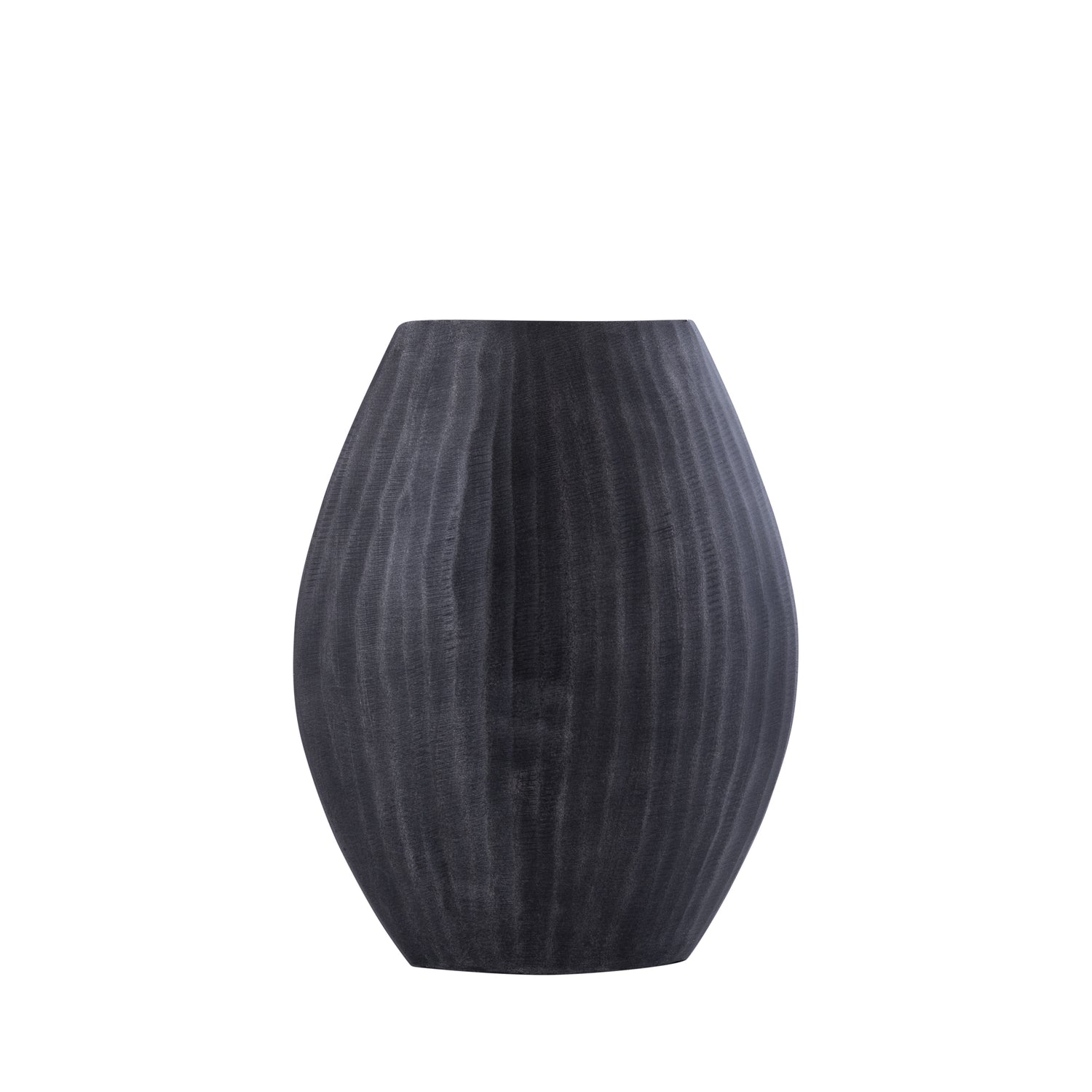 Jowad Grafiet Aluminium Pot Geribd Hoog Ovaal Set van 2 - 2 Sets 31.5x25x11.5 cm